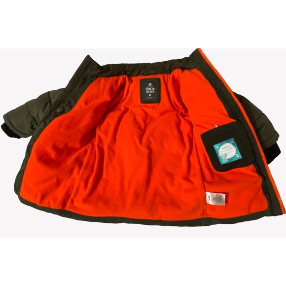 Members Mark Size 4T Toddler Cozy Boys Puffer Snow Jacket Army Green Orange Ski - Picture 9 of 13